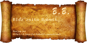 Blázsits Babett névjegykártya